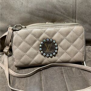 Beige Quilted Crossbody Bag/Wallet